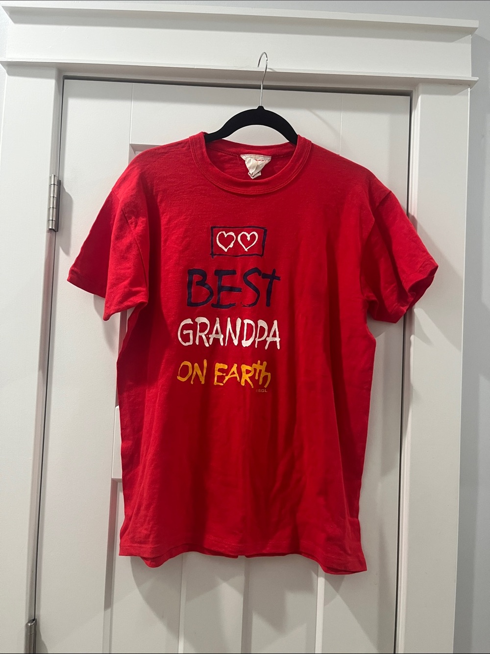 Vintage 80s 1984 The Best on Earth  Best Grandpa On Earth Red Kids T-Shirt EUC